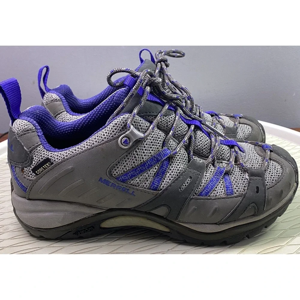 Merrell Womens Ulta Marine Charcoal & Blue Hiking shoes Gore-Tex Vibram‎ Sz.7